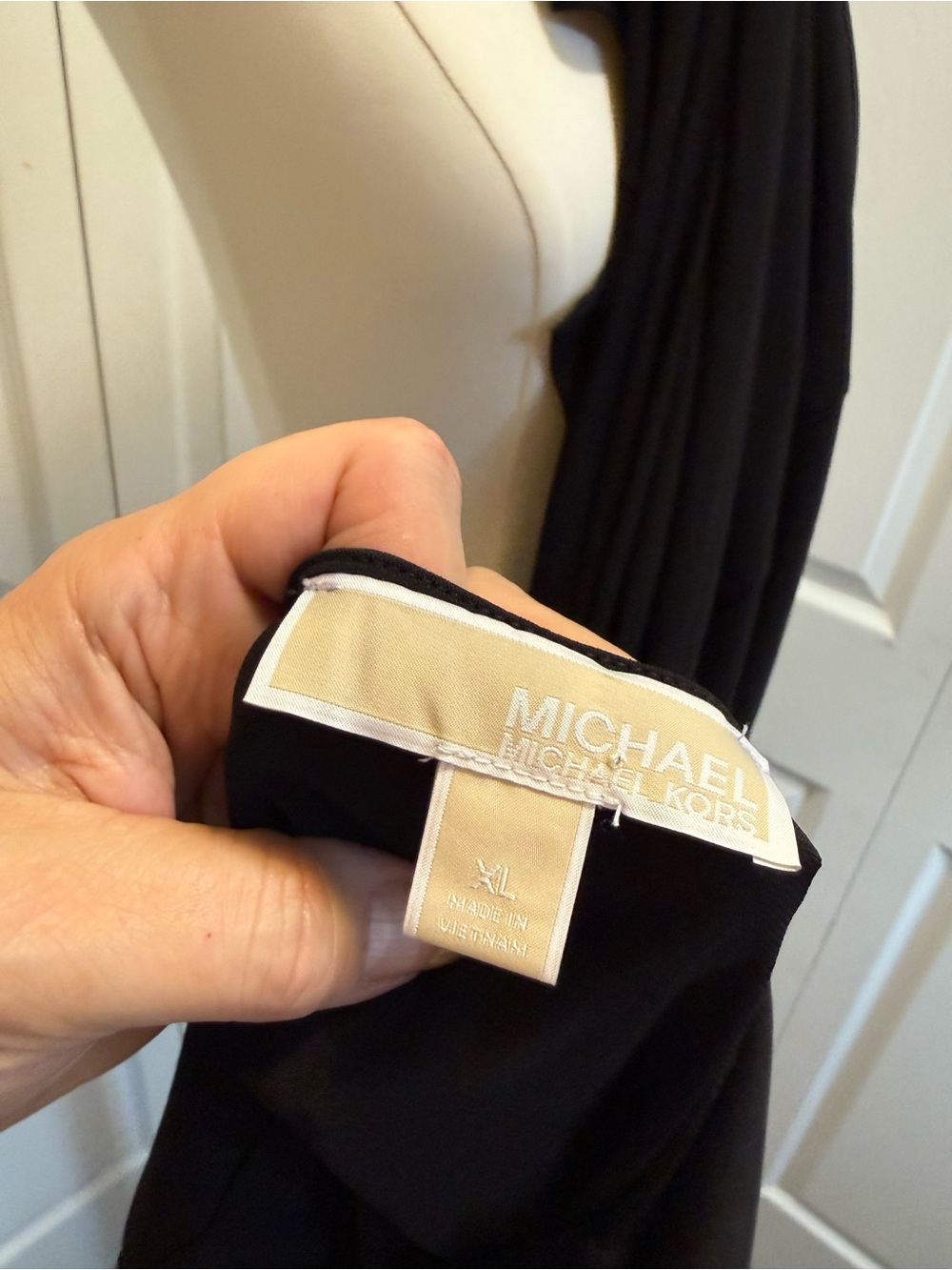 Michael Kors Black Long-Sleeve Dress with Gold Accent and Waist Tie - Picture 11 of 11